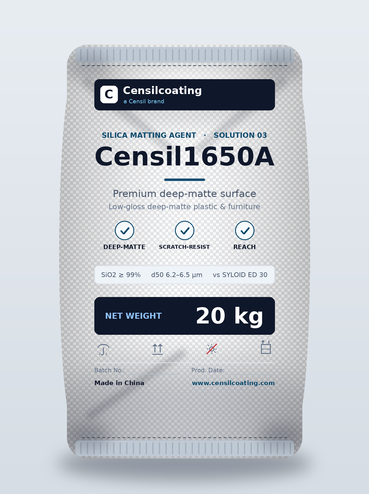 Censil1650A 20 kg silica matting agent packaging bag