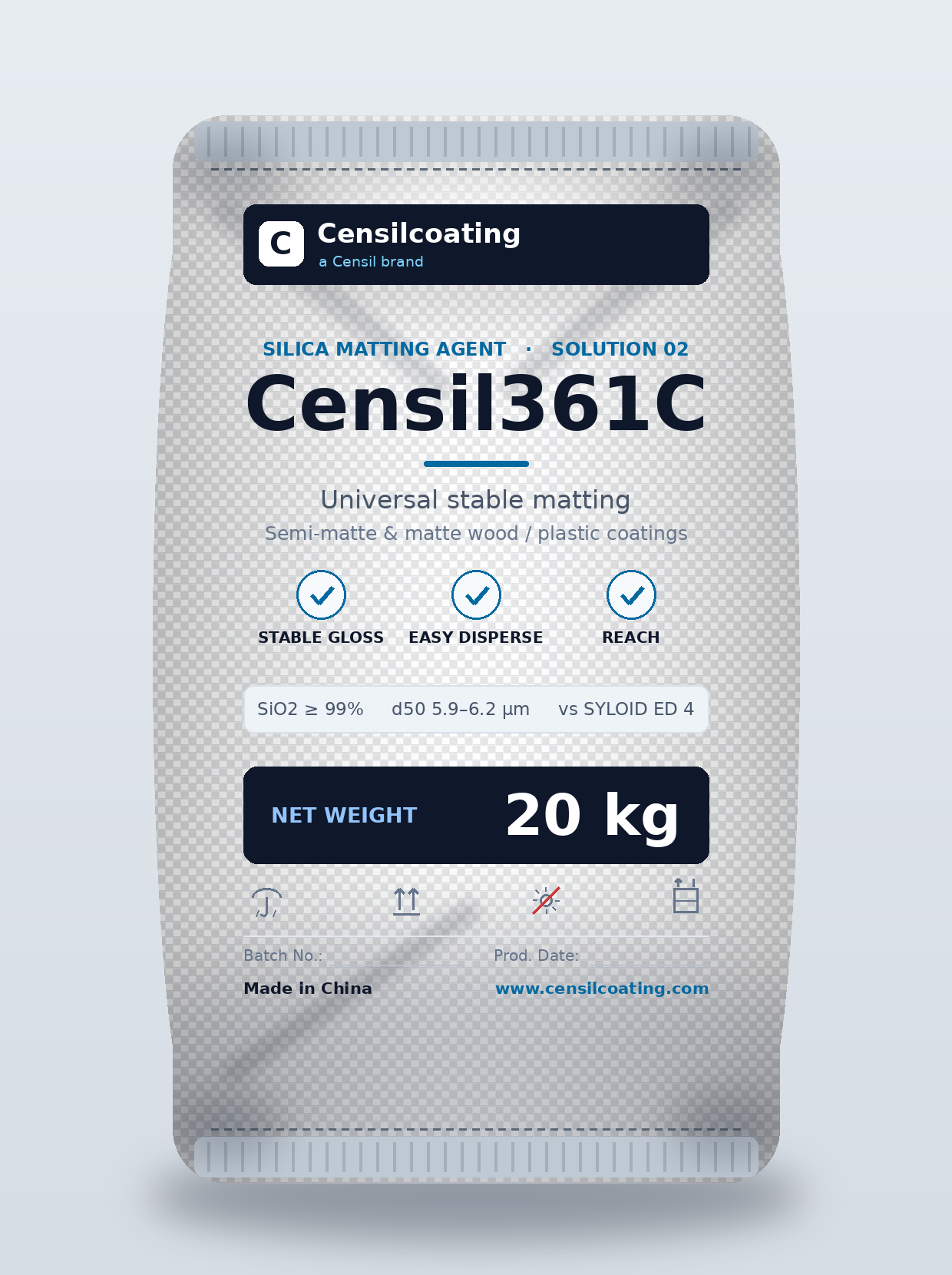Censil361C 20 kg silica matting agent packaging bag